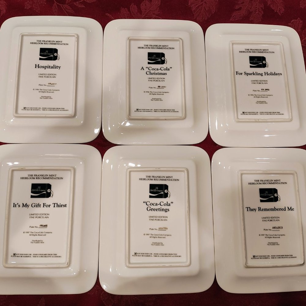 Vintage The Franklin Mint Heirloom Coca Cola Plate Bundle! Set of Six! - Picture 2 of 10